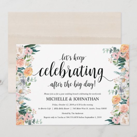 Rustic Dusk Post Wedding Brunch Invitation Kaart (Voorkant / Achterkant)