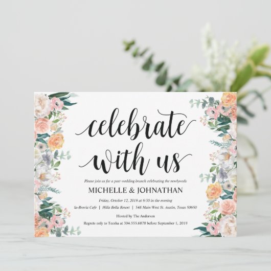 Rustic Dusk Post Wedding Brunch Invitation Kaart (Staand voorkant)