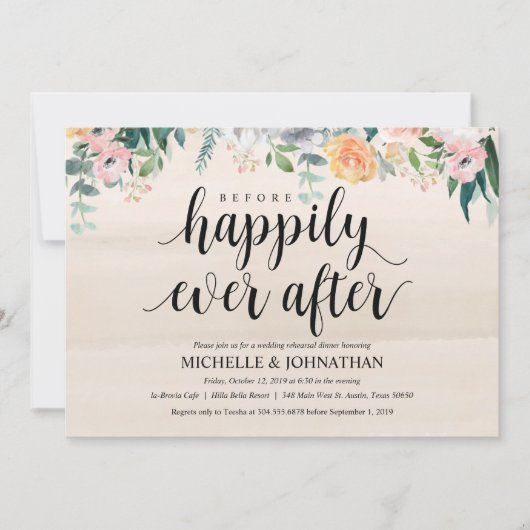 Rustic Dusk Wedding Repetitie Diner Uitnodiging (Voorkant)