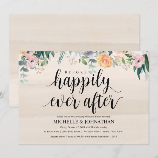 Rustic Dusk Wedding Repetitie Diner Uitnodiging (Voorkant / Achterkant)