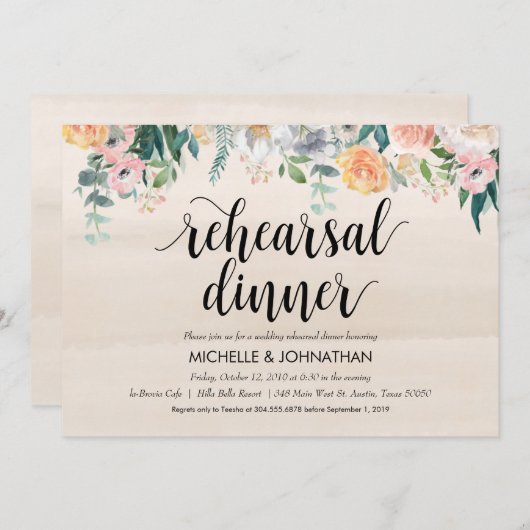 Rustic Dusk Wedding Repetitie Diner Uitnodigingen (Voorkant / Achterkant)