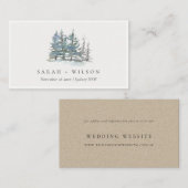 Rustic Dusky Green Blue Pine Bossen Wedding Websit Visitekaartje (Voorkant / Achterkant)