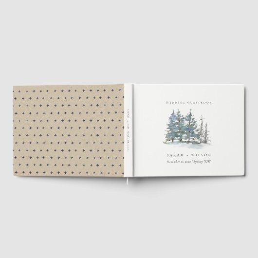 Rustic Dusky Green Pine Trees Bos Wedding Gastenboek (Volledig)