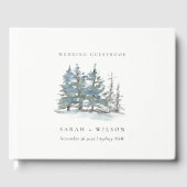Rustic Dusky Green Pine Trees Bos Wedding Gastenboek (Voorkant)