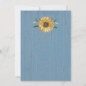 Rustic Dusty Blue Barn Wood Sunflower Wedding Kaart (Achterkant)