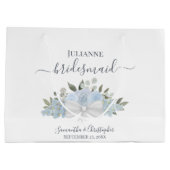 Rustic Dusty Blue Boho Floral Wedding Bridesmaid Groot Cadeauzakje (Achterkant)