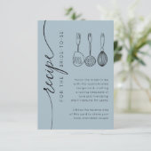 Rustic Dusty Blue Bridal Shower Recipe Informatiekaartje (Staand voorkant)
