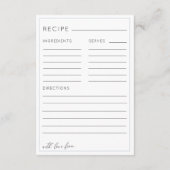 Rustic Dusty Blue Bridal Shower Recipe Informatiekaartje (Achterkant)