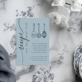 Rustic Dusty Blue Bridal Shower Recipe Informatiekaartje