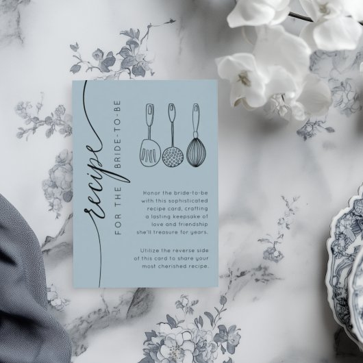 Rustic Dusty Blue Bridal Shower Recipe Informatiekaartje