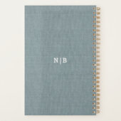 Rustic Dusty Blue Burlap Lace en Floral Wedding Planner (Achterkant)