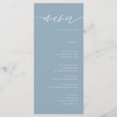 Rustic Dusty Blue Calligraphy Wedding Menu Cards (Voorkant)