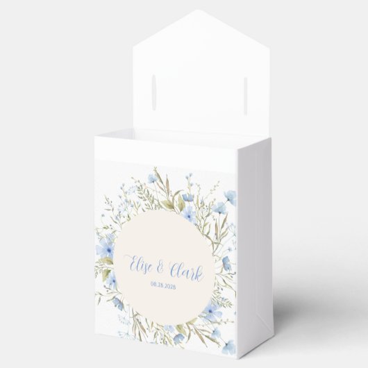 Rustic Dusty Blue Delicate Wildflower Wedding Bedankdoosjes (Geopend)