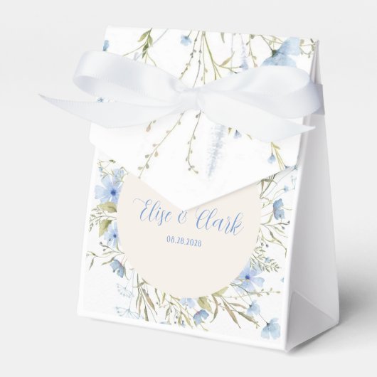 Rustic Dusty Blue Delicate Wildflower Wedding Bedankdoosjes (Voorkant Zijde)