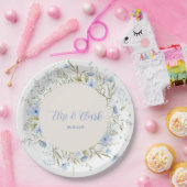 Rustic Dusty Blue Delicate Wildflower Wedding Papieren Bordje (Feest)