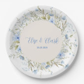 Rustic Dusty Blue Delicate Wildflower Wedding Papieren Bordje (Voorkant)