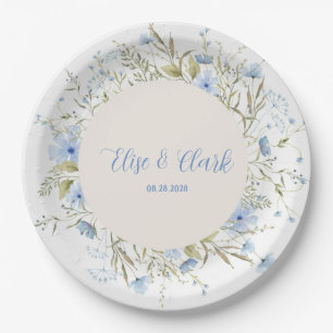Rustic Dusty Blue Delicate Wildflower Wedding Papieren Bordje