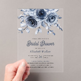 Rustic Dusty Blue Floral Bridal Shower Acryl Uitnodigingen