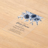 Rustic Dusty Blue Floral Bridal Shower Acryl Uitnodigingen (Laagn)
