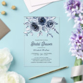 Rustic Dusty Blue Floral Bridal Shower Acryl Uitnodigingen (Insitu (Huwelijk))