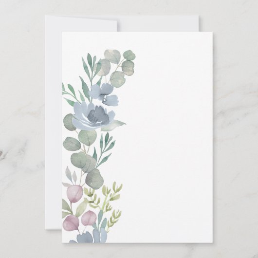 Rustic Dusty Blue Floral Bridal Shower Invitation Kaart (Achterkant)