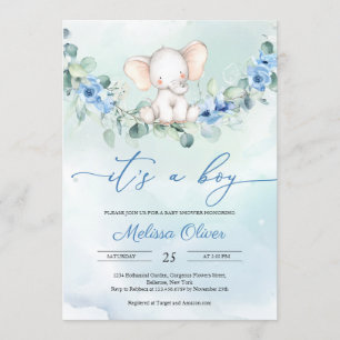 Rustic Dusty Blue Floral Het is een Baby shower va Kaart