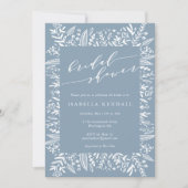 Rustic Dusty Blue Floral Line Art Vrijgezellenfees Kaart (Voorkant)