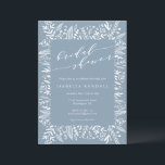 Rustic Dusty Blue Floral Line Art Vrijgezellenfees Kaart<br><div class="desc">Rustic Dusty Blue Floral Line Art Bridal Shower</div>