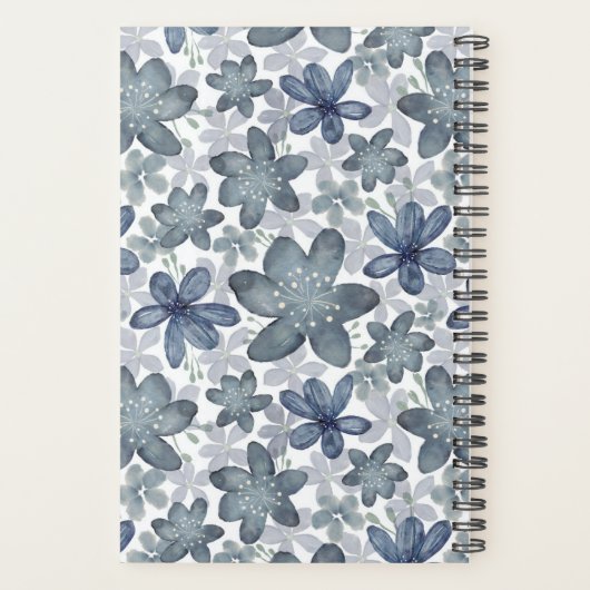Rustic Dusty Blue Floral Pattern Wedding Planner (Achterkant)