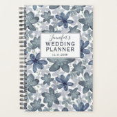 Rustic Dusty Blue Floral Pattern Wedding Planner (Voorkant)