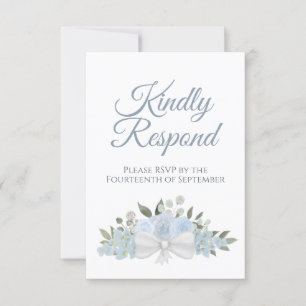 Rustic Dusty Blue Floral reageert op huwelijk RSVP Kaartje