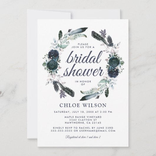 Rustic Dusty Blue Floral Vrijgezellenfeest Kaart (Voorkant)