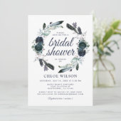 Rustic Dusty Blue Floral Vrijgezellenfeest Kaart (Staand voorkant)