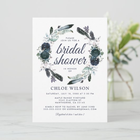 Rustic Dusty Blue Floral Vrijgezellenfeest Kaart (Staand voorkant)