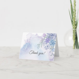 Rustic Dusty Blue Floral Waterverf Bedankkaart