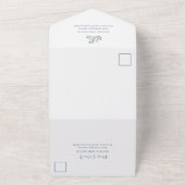 Rustic Dusty Blue Floral | Waterverf bruiloft All In One Uitnodiging (Buitenkant)