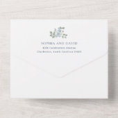 Rustic Dusty Blue Floral | Waterverf bruiloft All In One Uitnodiging (Achterkant)