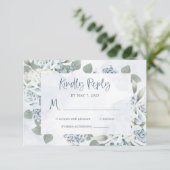 Rustic Dusty Blue Floral | Waterverf bruiloft RSVP Kaartje (Staand voorkant)