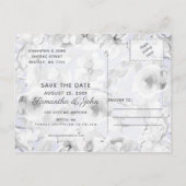 Rustic Dusty Blue Floral Wedding Aankondigingskaart (Achterkant)