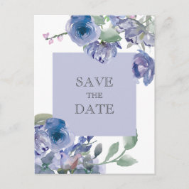Rustic Dusty Blue Floral Wedding Aankondigingskaart