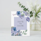 Rustic Dusty Blue Floral Wedding Aankondigingskaart (Staand voorkant)