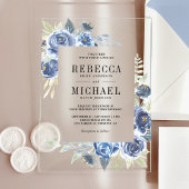 Rustic Dusty Blue Floral Wedding Acryl Uitnodigingen