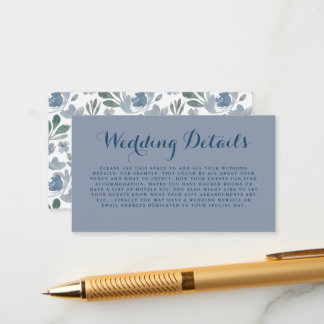 Rustic Dusty Blue Floral Wedding Details Enclosur Informatiekaartje