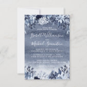 Rustic Dusty Blue Floral Wedding Invitation Kaart (Voorkant)