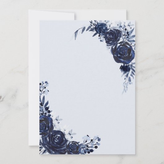 Rustic Dusty Blue Floral Wedding Kaart (Achterkant)
