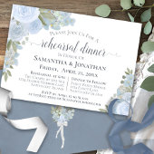 Rustic Dusty Blue Floral Wedding Rehearsal Dinner Kaart