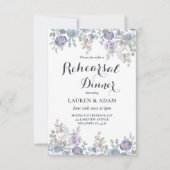 Rustic Dusty Blue Floral Wedding Rehearsal Kaart (Voorkant)