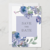 Rustic Dusty Blue Floral Wedding Save The Date (Voorkant)