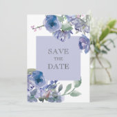 Rustic Dusty Blue Floral Wedding Save The Date (Staand voorkant)