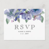Rustic Dusty Blue Floral Wedding Uitnodiging Briefkaart (Voorkant)